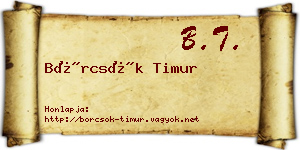 Börcsök Timur névjegykártya